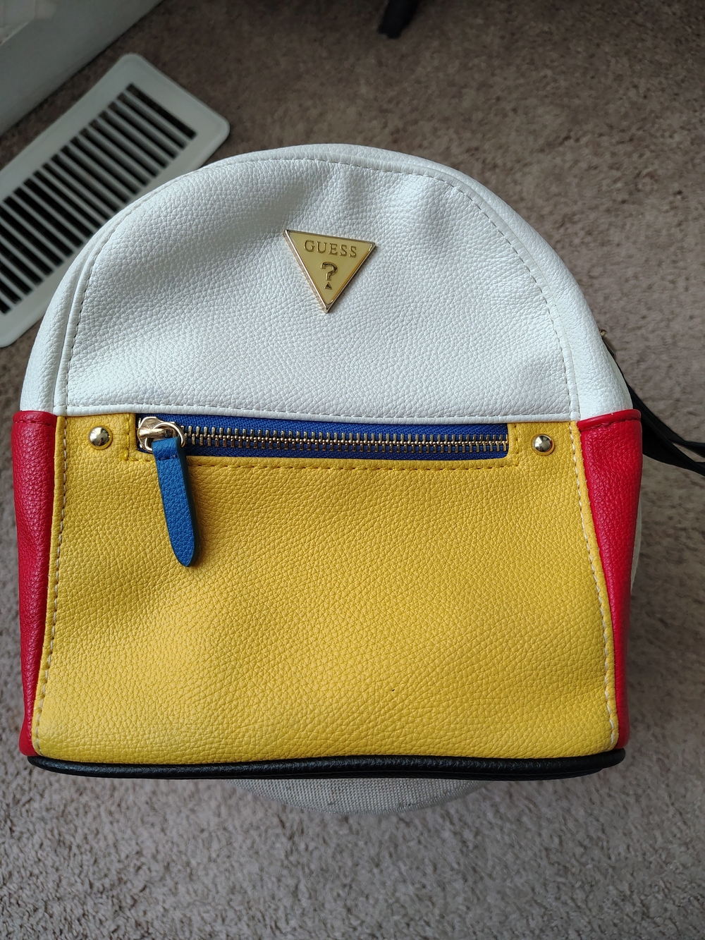 GUESS Colorblock Mini Backpack – White, Yellow & Red - Picture 2 of 5